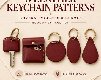 Ensemble de patrons de porte-clés en cuir (PDF) - 5 modèles de pochettes à clés (rond, ovale et en forme de larme) - Guide de maroquinerie DIY - Téléchargement numérique