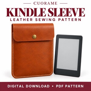 Kindle Sleeve Leather Pattern PDF- Printable E Reader Protective Case Template-Beginner Leathercraft DIY Project-Instant Digital Download