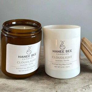 Lavender Vanilla Soy Candle – Cloudlight Scent, 8 oz