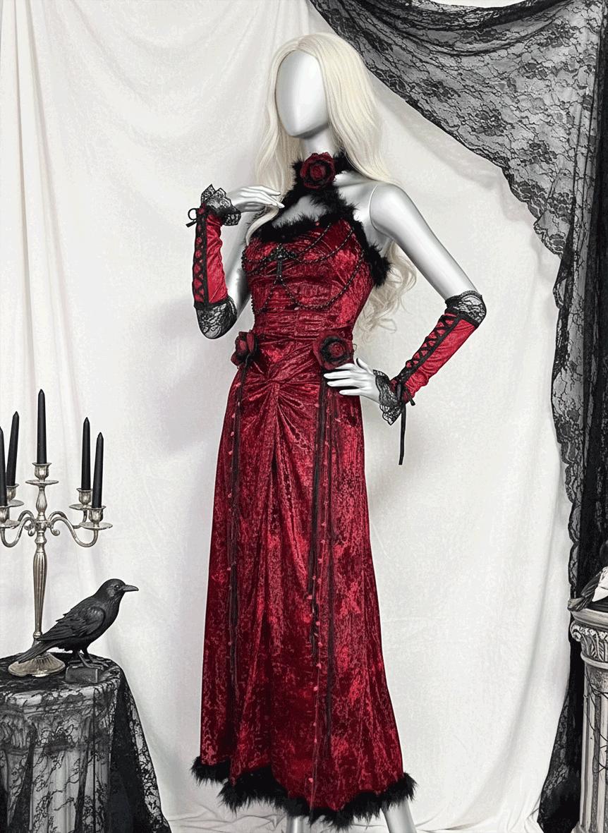 Dark Red Lace Maxi Dress - Etsy