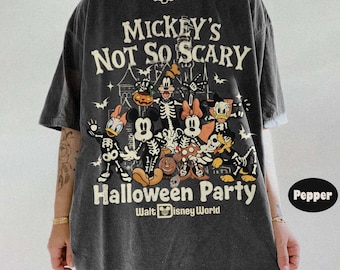 Retro Mickey's Not So Scary Halloween Party 2026  Skeleton Comfort Colors Shirt, Disney Halloween Shirt, 2026 Halloween Disney Family Shirt