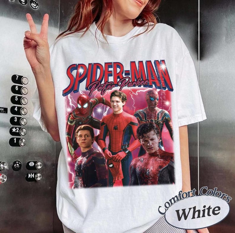 Retro Peter Parker Tom Holland Spider Hero Movie Vintage Bootleg 90s Shirt, A Brand New Day Tee, MCU Marvel Superhero Tee, Disneyworld Trip image 5