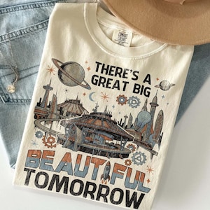Camiseta vintage "Great Big Beautiful Tomorrow", camiseta "Carousel of Progress", camiseta retro inspirada en Disney para Tomorrowland, regalo para vacaciones en Magic Kingdom.