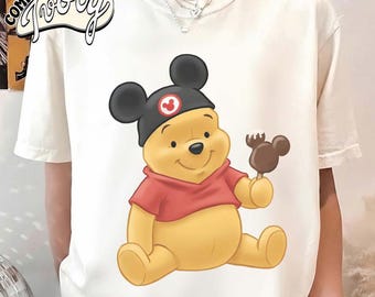 Retro Disney Winnie The Pooh Teddy Winnie The Pooh Shirt, Pooh Mickey Ears Watercolor Shirt, Group Matching Shirt, Disneyland Vacation Shirt