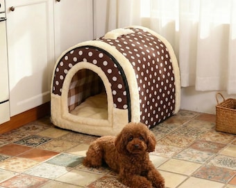 Opvouwbaar hondenbenchaccessoire - zacht gesloten hondenhok voor kleine en middelgrote honden, draagbare huisdierbench voor binnen