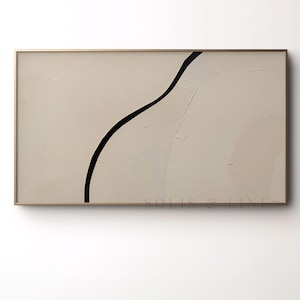 Minimalist Plaster Line Frame TV Art | Wabi-Sabi Neutral Wallpaper (Digital Download)