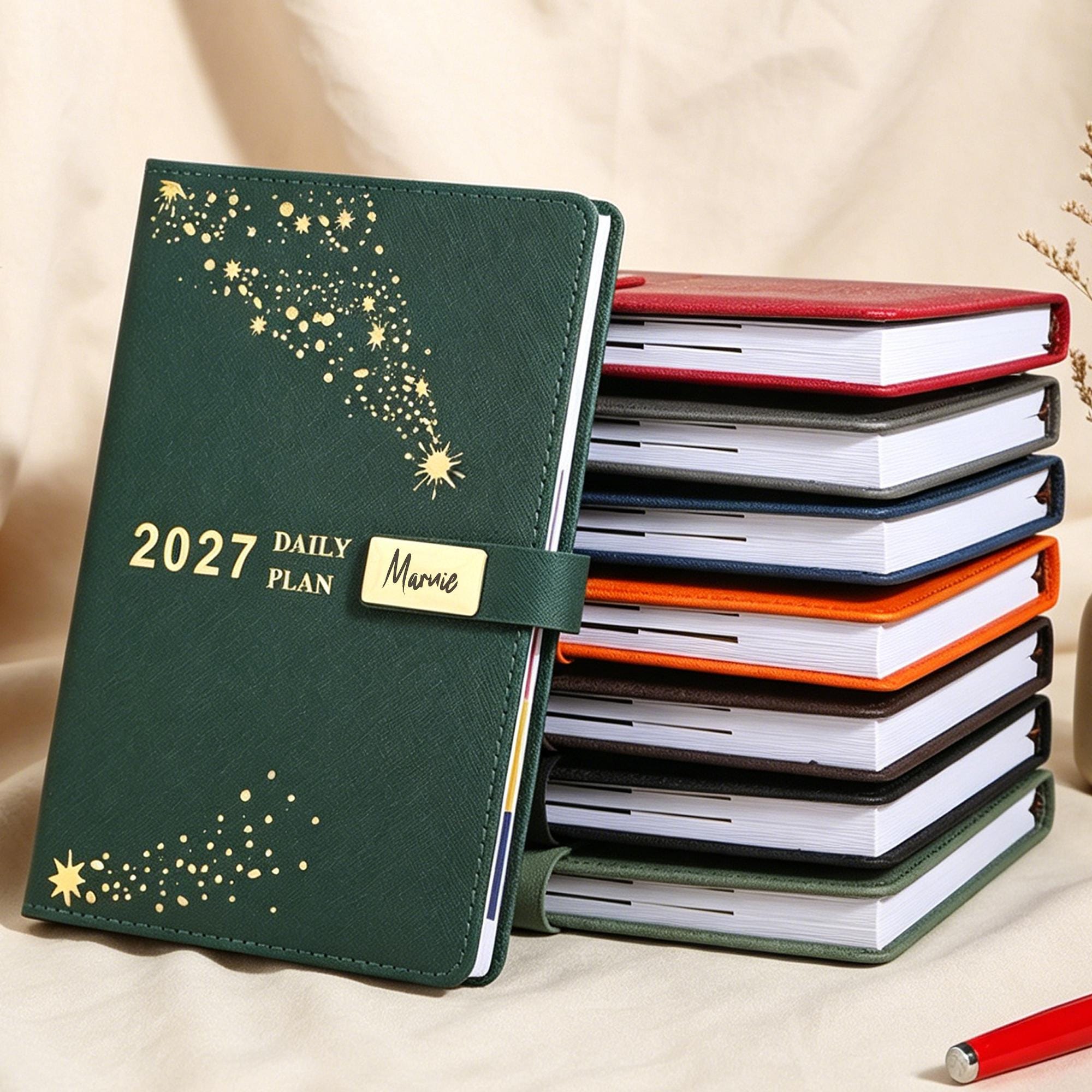 Personalized 2027 Planner, PU Leather Daily Agenda, Custom Name ...