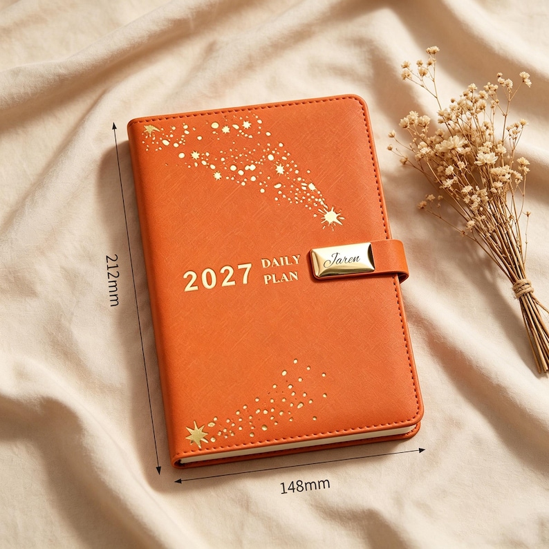 Personalized 2027 Planner, PU Leather Daily Agenda, Custom Name ...