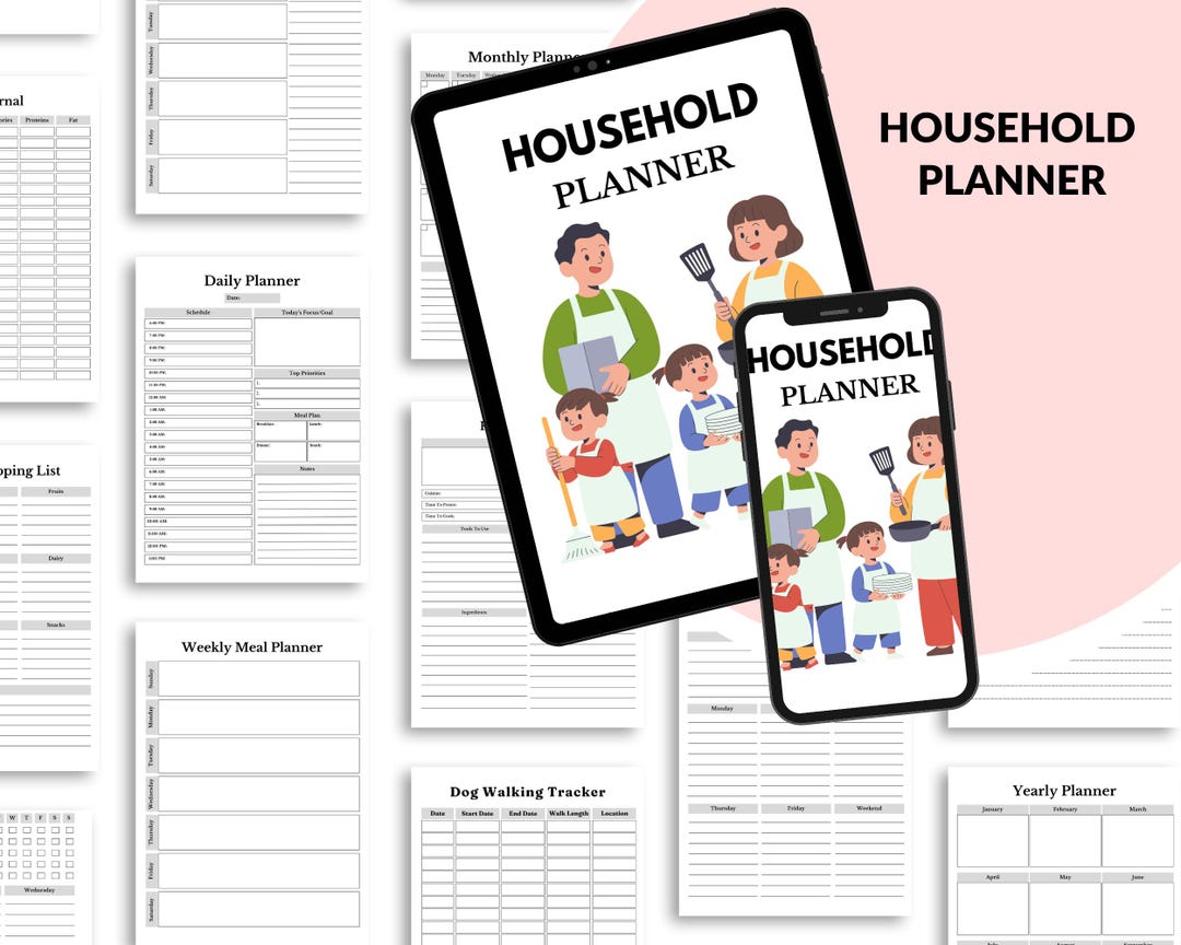 Weekly Household Task Weekly Household Planner, Monthly Home Organizer, Family Scheduler ...
