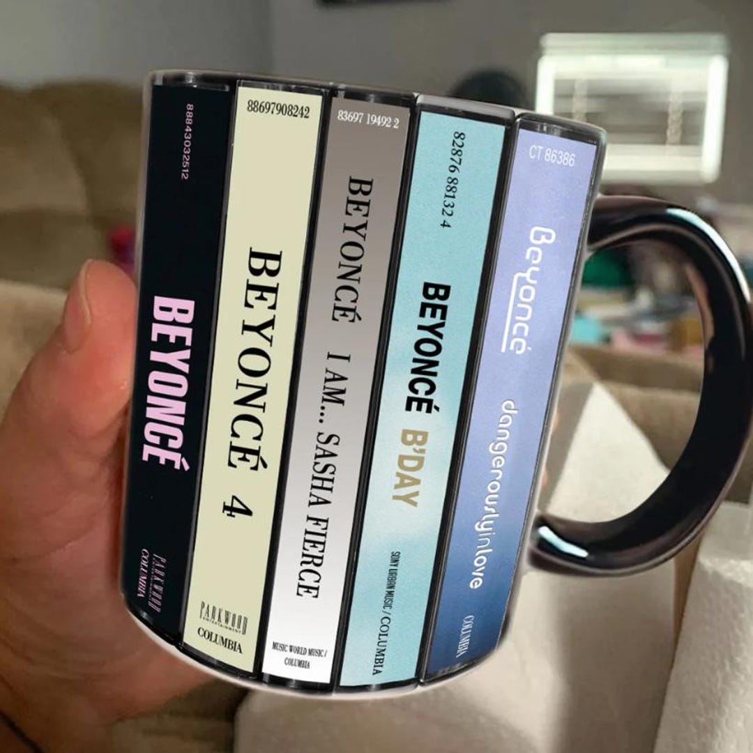 Beyoncé Album Cassette Spine Collage Coffee Mug | Music Printed Accent ...