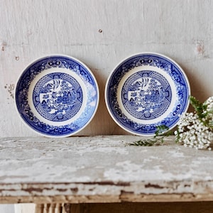 Vintage Blue Willow Appetizer Plate -Pair