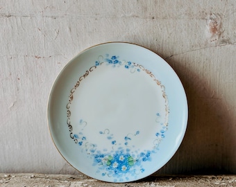 Vintage Petite Hand Painted Blue Floral Plate
