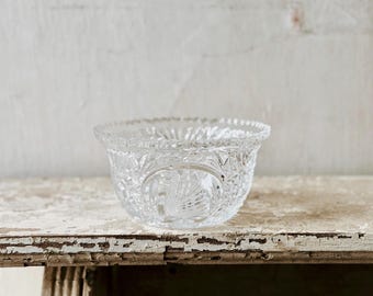 Vintage Crystal Etched Swan Bowl