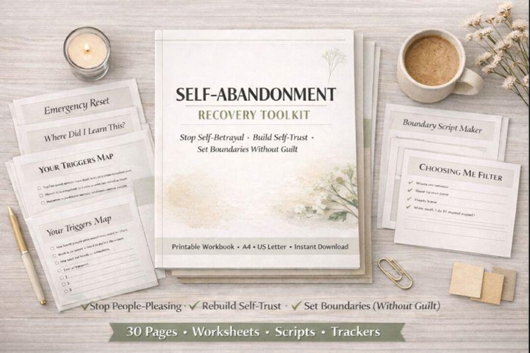 Self Abandonment Recovery Workbook Printable | Self Trust & Boundaries ...