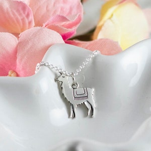 Llama necklace Sterling silver llama pendant Gift for her Llama charm Mama llama Animal lover Unique gift idea Teen gift image 1