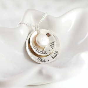 Personalized jewelry - Grandmother necklace - Custom hand stamped - Sterling silver name necklace - Gift for grandma - Mother&#39;s necklace