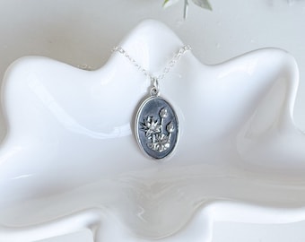 Birth flower necklace - Sterling silver - Birth flower jewelry - Birthday - Birth month jewelry - Gift for her - Minimalist - July birthday