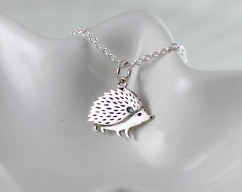 Hedgehog necklace - Sterling silver pendant - Gift for her - Hedgehog charm - Cute jewelry - Animal lover - Unique gift idea - Porcupine