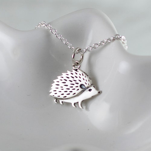 Hedgehog Necklace Sterling Silver Heart Pendant Necklace Cute