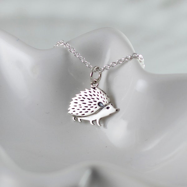 Hedgehog necklace - Sterling silver pendant - Gift for her - Hedgehog charm - Cute jewelry - Animal lover - Unique gift idea - Porcupine