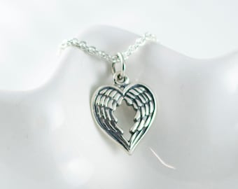 Sterling Silver Angel Wing Heart Memorial Necklace – Remembrance Gift