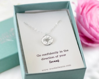 Cubic Zirconia Compass Necklace – Gold or Sterling Silver Graduation Gift