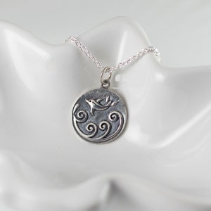 Ocean necklace - Sterling silver - Dolphin jewelry - Ocean lover - Nature jewelry - Gift for her - Ocean waves - Beach jewelry - Summer