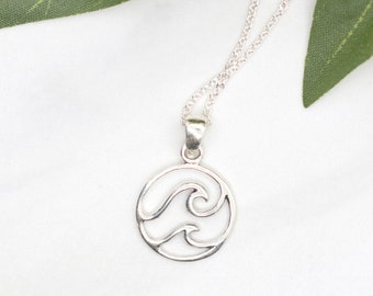 Sterling Silver Ocean Wave Necklace: Beach Jewelry Gift
