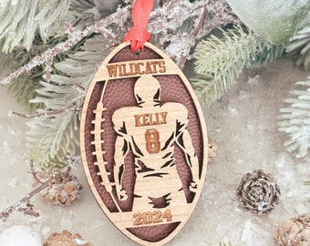 Personalized Wood Football Ornament – Custom Athlete Team Gift