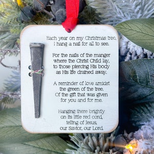 2024 Christmas ornament - Christmas nail ornament - Christian - Faith - Wood tree ornament - Christmas decor - Custom gift