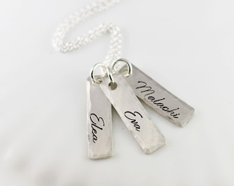 Mama Halskette - Personalisierte Namenskette - Sterling Silber Bar - Handgestempelter Schmuck - Mutter Halskette - Namensschild Halskette - Geschenk Mama