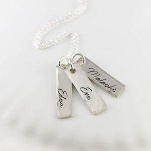 Mommy necklace - Personalized name necklace - Sterling silver bar - Hand stamped jewelry - Mothers necklace - Name tag necklace - Gift mom