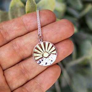 Sunrise over the mountain necklace - Sterling silver - Wanderlust jewelry - Sun jewelry - Gift for her - Mountains are calling - Sunshine