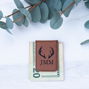Clip de dinero de cuero personalizado - Clip de dinero personalizado - Regalo para él - Regalo de cuero - Regalo minimalista - Clip magnético - Cartera delantera delgada