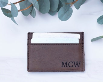 Custom leather slim wallet - Personalized - Gift for him - Leather gift - Minimalist gift - Money clip - Front wallet - Skinny wallet