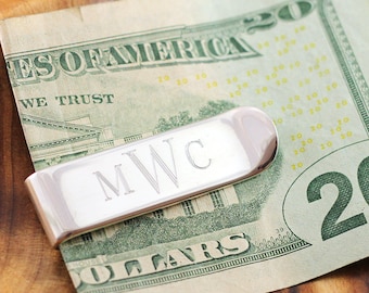 Custom money clip - Sterling silver monogrammed money clip - Personalized money clip - Gift for him - Masculine gift - Groomsmen gift - Dad