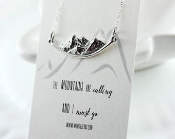 Sterling silver mountain necklace - Wanderlust jewelry - Trendy jewelry - Mountains are calling and I must go - Gift idea - Mountain jewelry