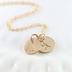 14K Gold Filled Initial Necklace - Personalized Hand Stamped Jewelry