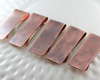 Custom copper money clip - Monogrammed money clip - Personalized rustic money clip - Gift for him - Copper gift - Masculine - Groomsmen gift