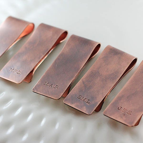 Fermasoldi in rame personalizzato - Regalo con monogramma rustico personalizzato