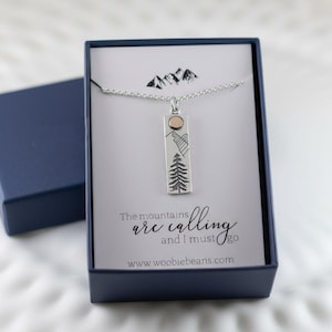 Sterling Silver Mountain Necklace – Bronze Sun, Recycled Silver