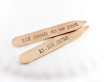 Custom collar stays - Hand stamped - Groom gift - Personalized gold collar stay set - Wedding gift - Anniversary gift-  Custom gift for him