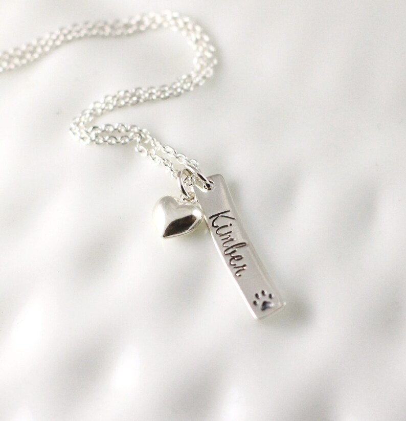 Pet Name Necklace Hand Stamped Jewelry Personalized Etsy
