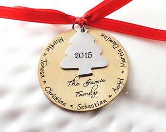 Personalized ornament - Hand stamped Christmas ornament -  Family Christmas ornament - Name ornament - 2022 - Holiday decor - Tree ornament