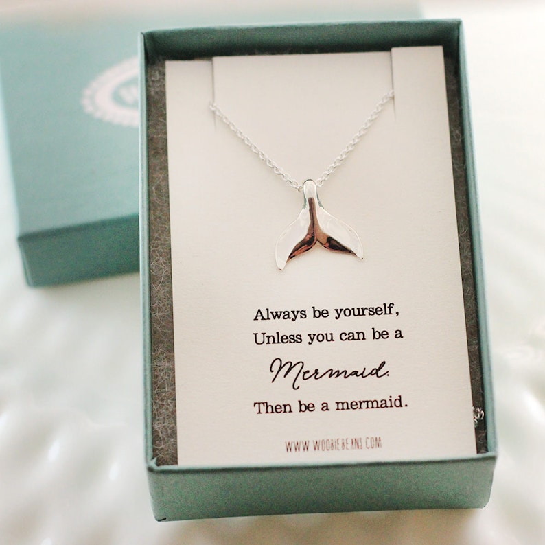 Nautical Sterling silver mermaid necklace Trendy jewelry Mermaid tail Whale tail Always be yourself unless you can be a mermaid