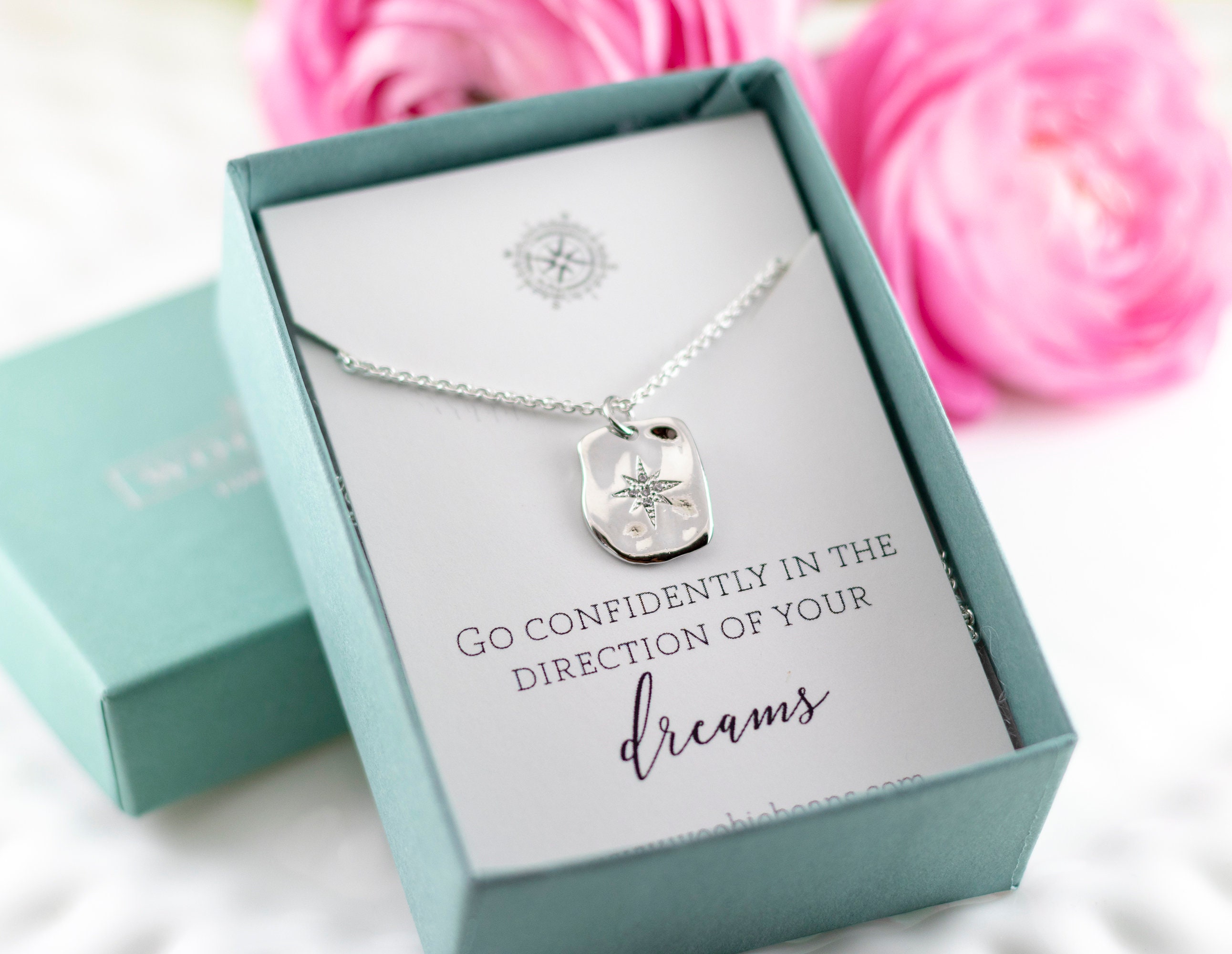 Silver compass necklace - Gold compass - Long distance gift - Graduation gift - Go confidently -Inspirational gift- Best friend