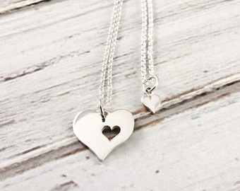 Piece of my heart - Mother and daughter necklace set - Sterling silver necklace set - Mom and Daughter Jewelry - Gift for mom - Mother&#39;s Day