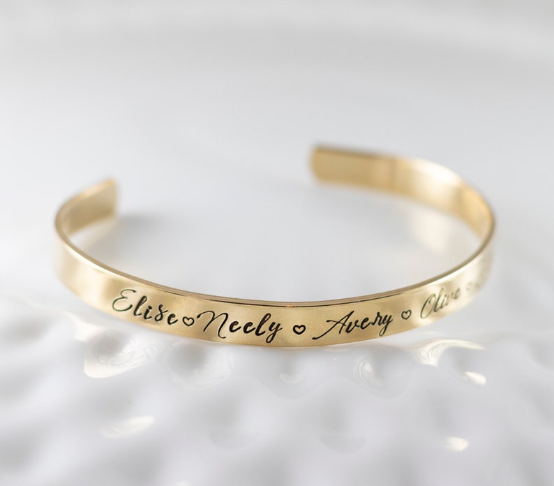 Personalized Skinny Cuff Bracelet Name Bracelet Mom Etsy