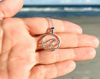 Sterling Silver Ocean Wave Necklace – Beach Jewelry Gift