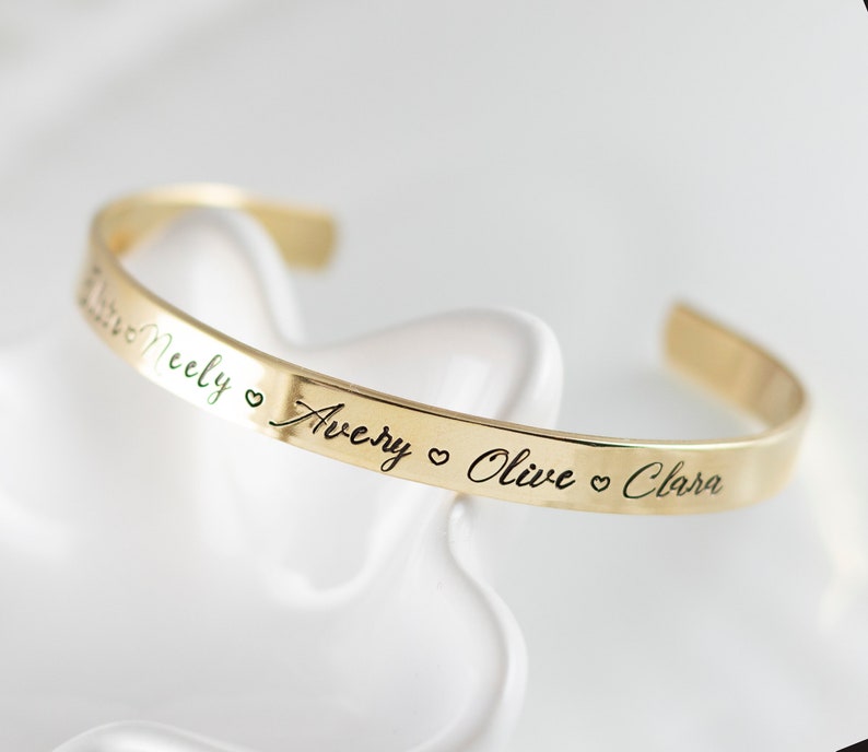 Personalized Skinny Cuff Bracelet Name Bracelet Mom Etsy
